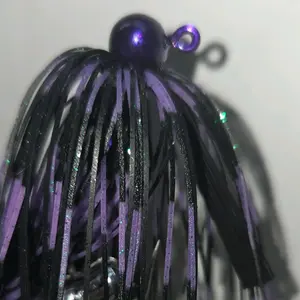 #0258 3/8 oz Weedless Football Bass Jig in Purple & Black