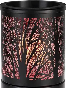 Fragrance Wax Melts Warmer with 7 Colors LED Changing Light Classic Black Forest Design Scent Oil Candle Warmer