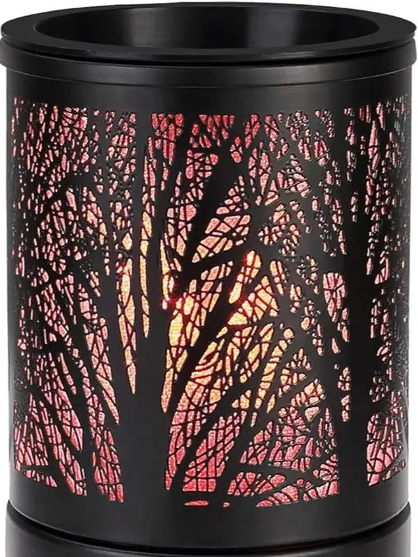 Fragrance Wax Melts Warmer with 7 Colors LED Changing Light Classic Black Forest Design Scent Oil Candle Warmer