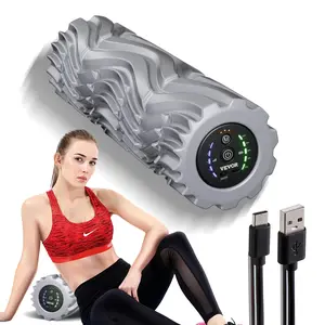 【Father's Day】VEVOR Vibrating Foam Roller,  , 5-Speed Electric Massage Roller, 16" Rechargeable Muscle Roller with 3 Vibration Modes, High Density EVA Foam Massager for Deep Tissue, Back Pain Relief, Exercise Recovery
