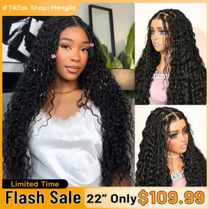 [Upgraded 7x6 Lace] Menglle Hair Pre Box Braided 7x6 Water Wave No Need to Style Pre Cut Lace Front Human Hair Wigs Gluless Boho Curly Ready to Go Pre Hair style#greenish#TikTokShopSpringGlowUp