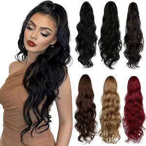 Dulchany Ponytail Extension 22 Inch Drawstring Ponytail Extension for Women Long Wavy Pony Tails Hair Extensions Synthetic Clip in Ponytail Hairpiece