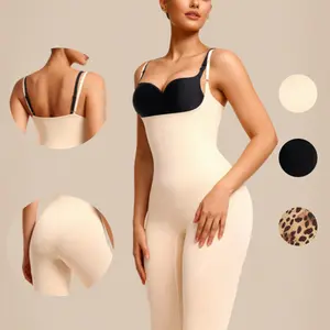 ChicCurve Seamless Body Legging - Fresh & Light with Mid-High Compression - Open Bust Design - Adjustable Straps - Basic Minimalist Shapewear for Women'swear - Black & Plain