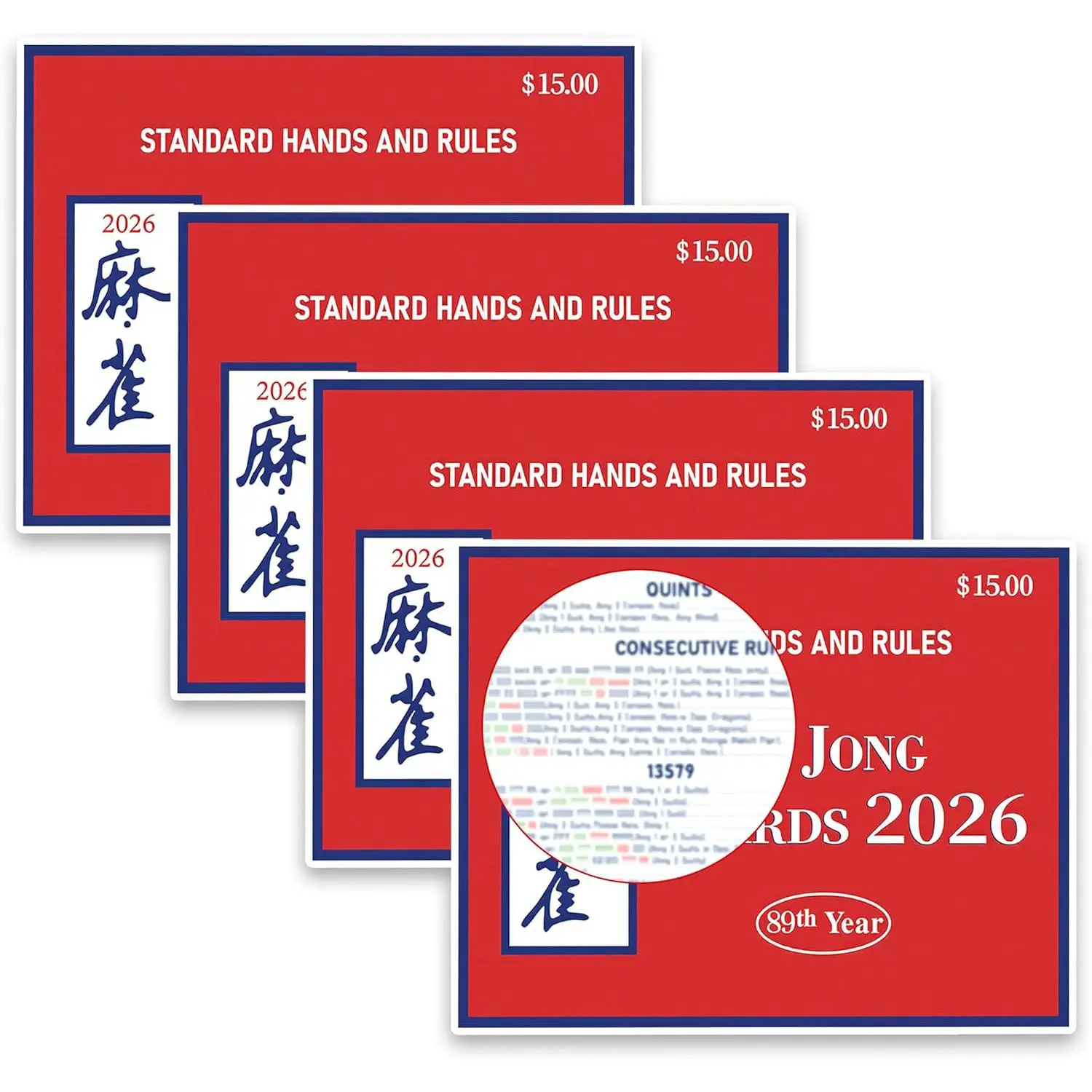 4 Counts 2026 American Mahjong Cards, Official Revision Card Set, Large Print Easy to Read and Understand Playing Cards for Mahjong Fans