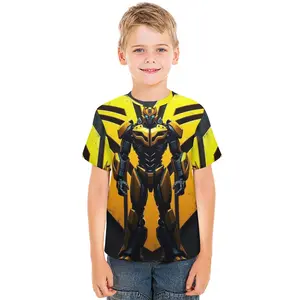 Young Girl's and Boy's Transformers Graphic Tees,Back To School Clothes Girls, Black Round Neck Print T-Shirts, Machine Washable, Suitable For Outdoor Sports A0927-85