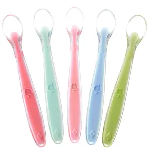 Best First Stage Baby Infant Spoons, 5-Pack, Soft Silicone Baby Spoons Training Spoon Gift Set For Infant