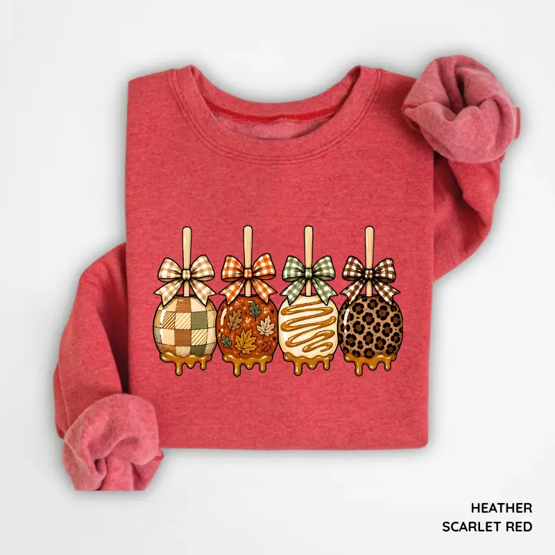Caramel Apple Pops Sweatshirt, Cute Fall Treat Crewneck, Autumn Apple Dessert Pullover, Cozy Fall Season Graphic Sweatshirt, Autumn Gift