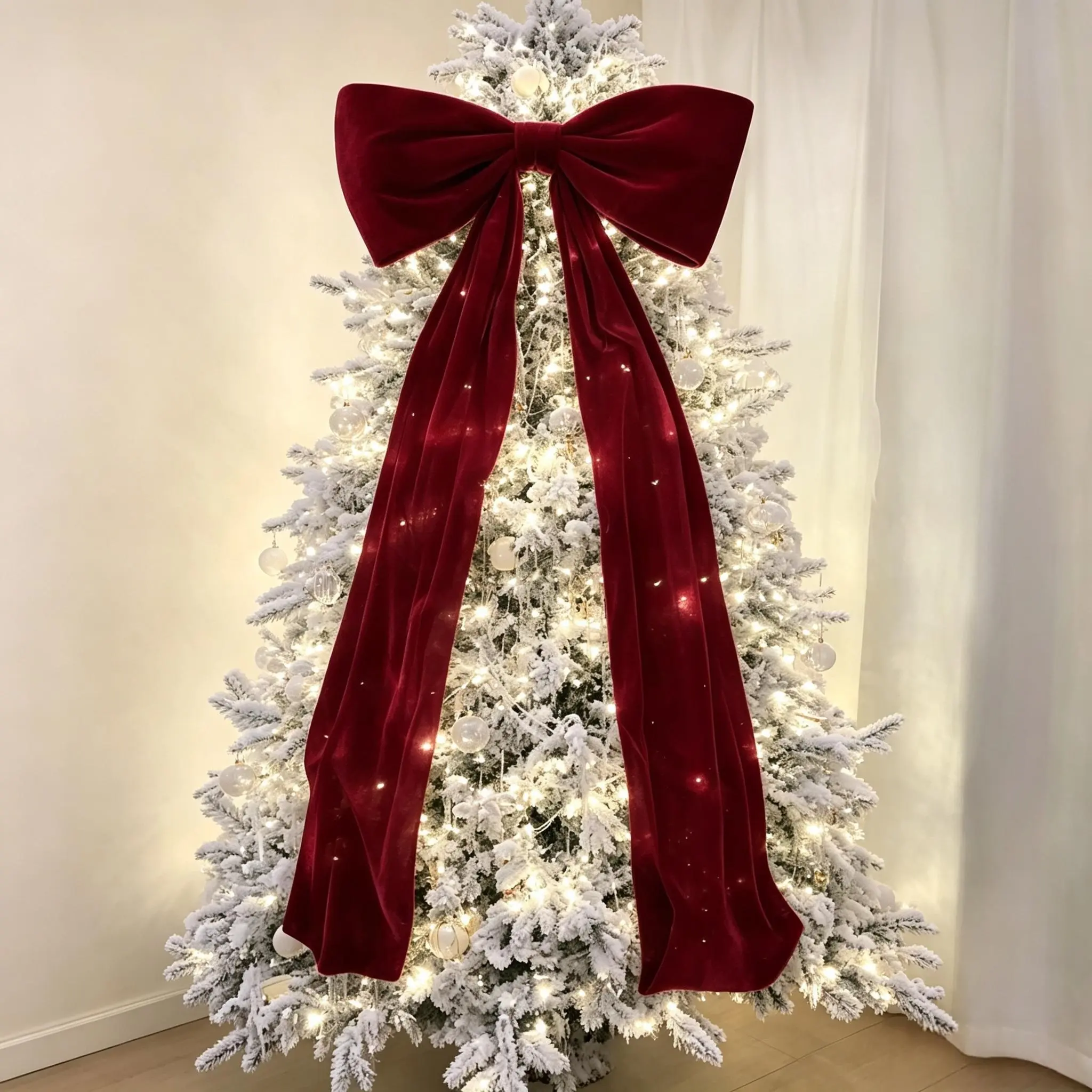 Decorative Bow, Christmas Tree Decoration, 70-Inch Extra-Large Red Velvet Bow – Suitable for Birthdays, Weddings, and Party Decor