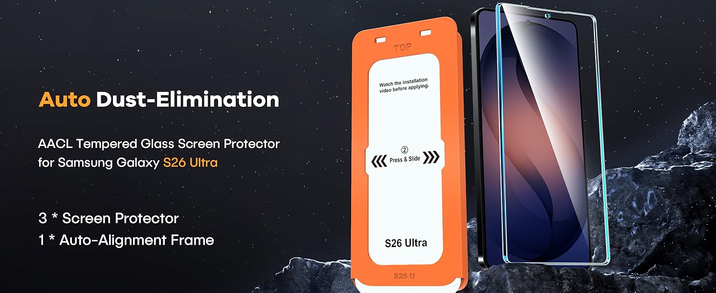 AACL 3-Pack for Samsung Galaxy S26 Ultra Screen Protector Tempered Glass, 9H Glass for S26 Ultra Screen Protector 5G, [Fast Alignment Tool] [Bubble Free] [6.9 Inch]