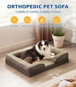 Dog Bed Orthopedic Dog Sofa for Large Dogs,Supportive Foam Pet Cushions Bed with Washable Removable Cover, Egg-Crate Foam, Waterproof Lining Bottom Available in 2 colors and multiple sizes Cozy Soft