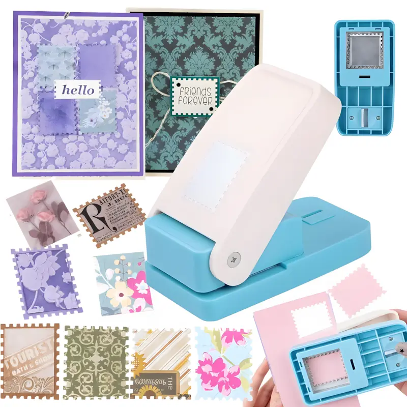 Postage Stamp Punch for Paper Crafts – Turn Any Paper Into Perfect Postage Stamp Designs Instantly, Manual Lever Floral Stamp Puncher & Craft Paper Trimmer for Scrapbooking, Junk Journals, Card Making, Photo Albums, DIY Crafts, Creative DIY Gift