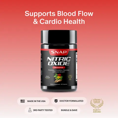 Snap Supplements - Nitric Oxide Booster - Support Healthy Blood Circulation -  Nitric Oxide Supplement for Men and Women - 3rd party tested - 60 count