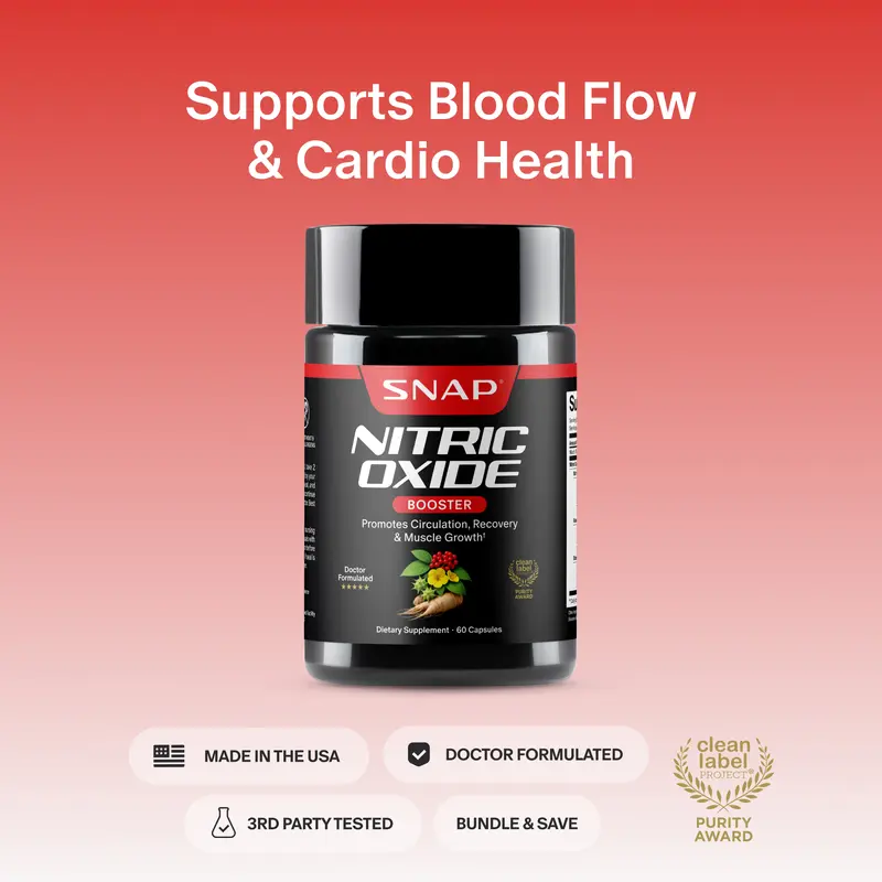 Snap Supplements - Nitric Oxide Booster - Support Healthy Blood Circulation - Nitric Oxide Supplement for Men and Women - 3rd party tested - 60 count