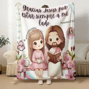 Jesus Print Blanket - Premium Ultra-Plush Lightweight Breathable Machine-Washable Adult Throw, Portable Basic Design, Cute Cartoon Print, Ideal for Christmas/Easter Decor & Travel Gifts, Jesus Print Blankets
