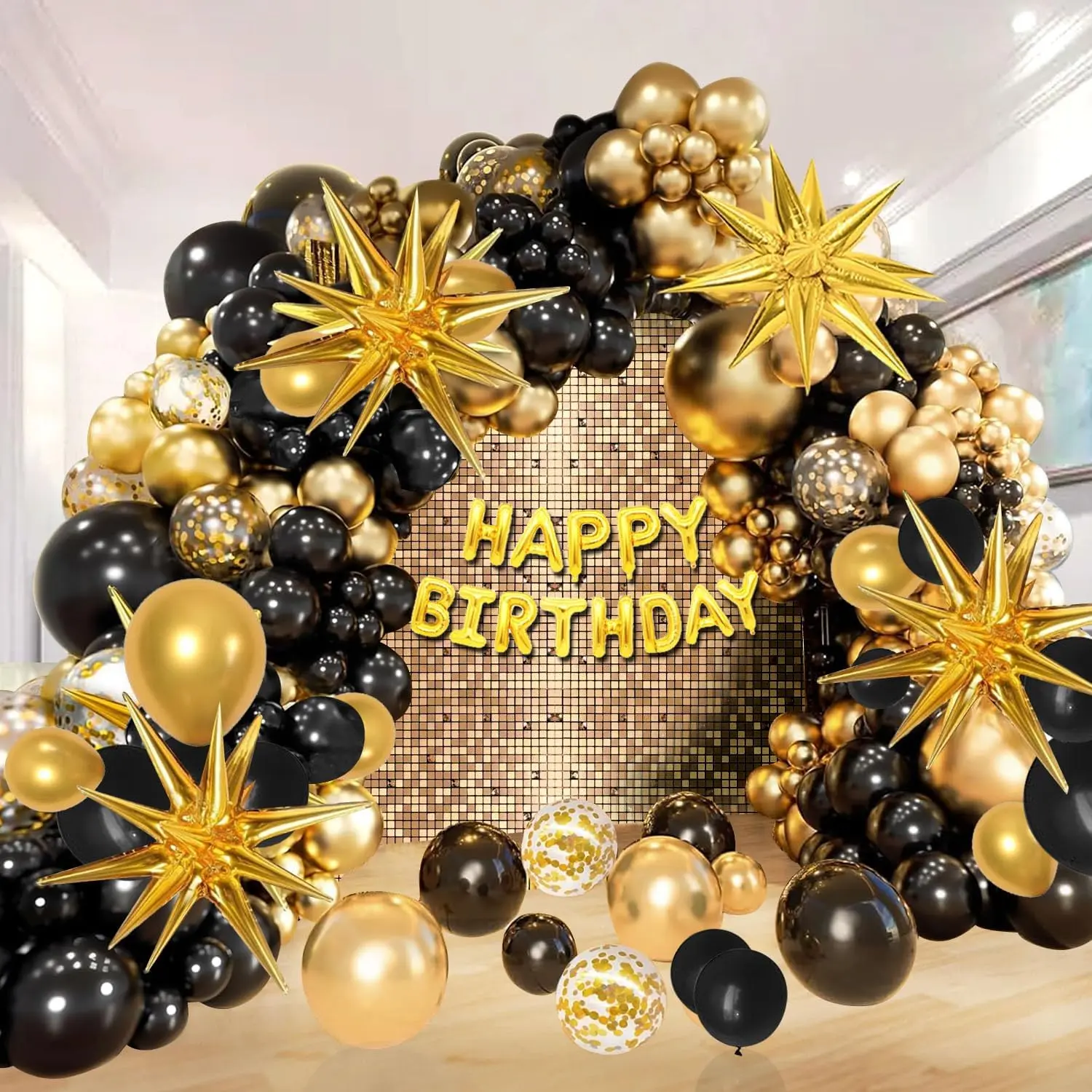 160PCS Happy Birthday Golden Balloon