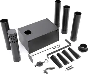 HECASA Outdoor Wood Burning Stove, Portable Heater with Chimney Pipe for Camping, Hiking, Fishing, Cooking and Indoor Use, Pipe Tent Stove with Large Firebox Black, NN2092-TK