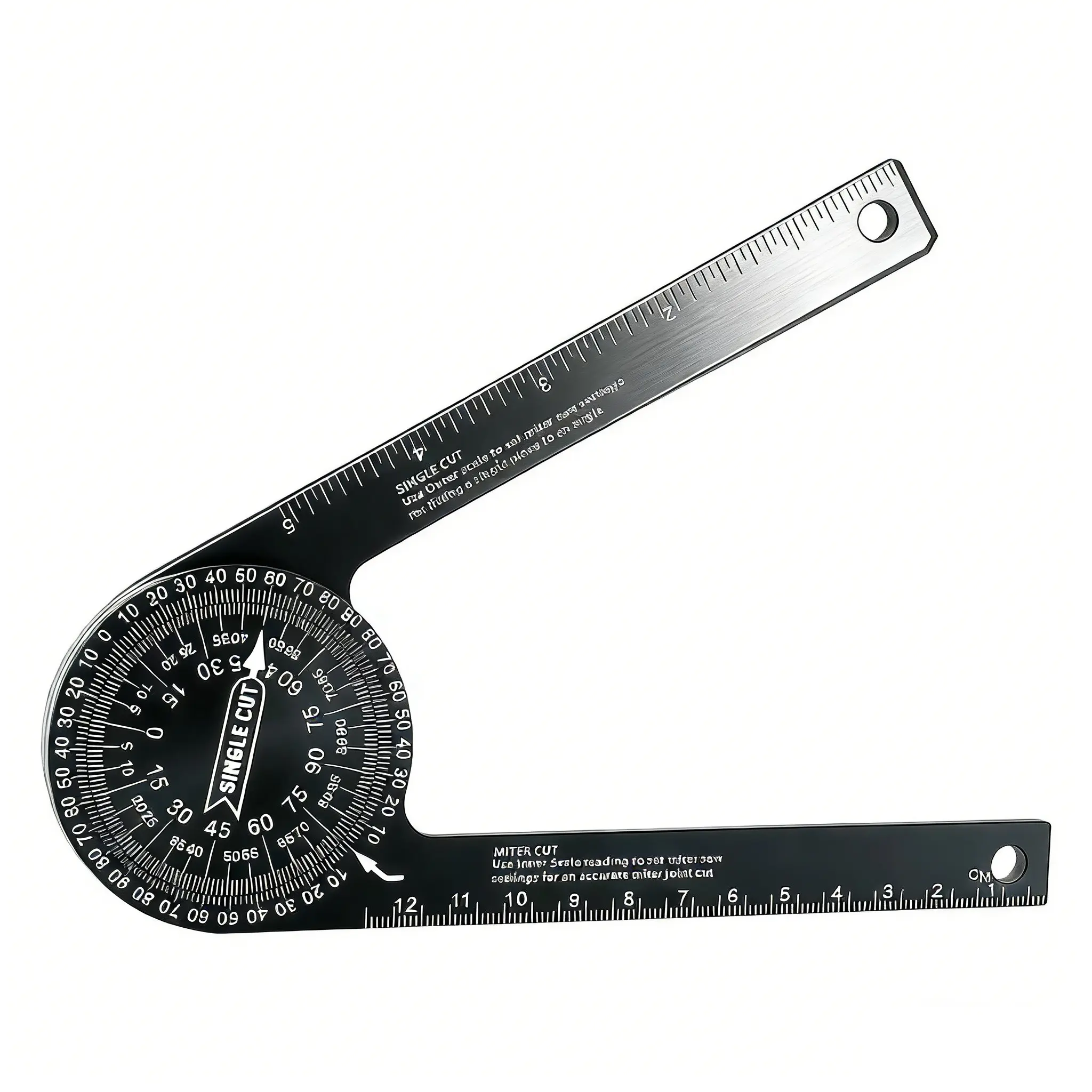 LOZLIN 7-Inch Aluminum Miter Saw Protractor Laser Engraved Angle Finder with Ruler for Crown Molding & Baseboards Precision Carpentry Tool Ideal Holiday Gift angle finder carpentry laser  etched  ruler 7-inch rust proof angle finder