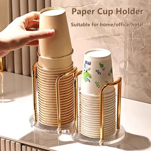 Cup Rack Disposable Paper Cup Holder Acrylic Paper Cup Storage Rack Organizer for Home Bedroom Cafe Bar Office Hotel Tea Table StorageDecor Business Entertainment Coffee Accessories