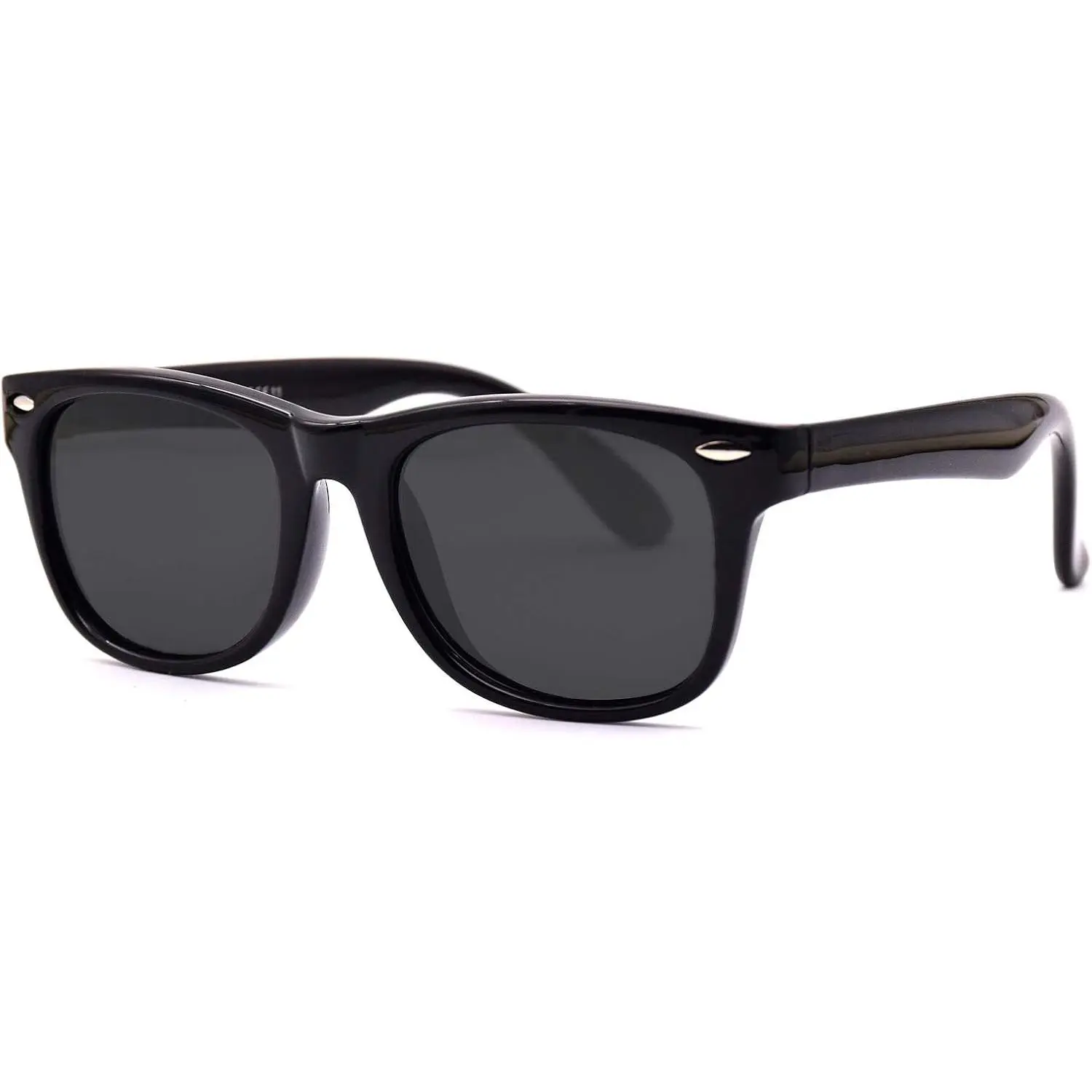 Kids Polarized Sunglasses - Flexible, Classic, UV Protection, 2 Black Pairs for 3-9 Age Boys and Girls (Other Styles Available), Elastic Arms