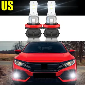 For Honda Civic 2016 2017 2018 2019 2020 2x White LED Fog Light Bulbs Kit Autos Automotive Car Accessories