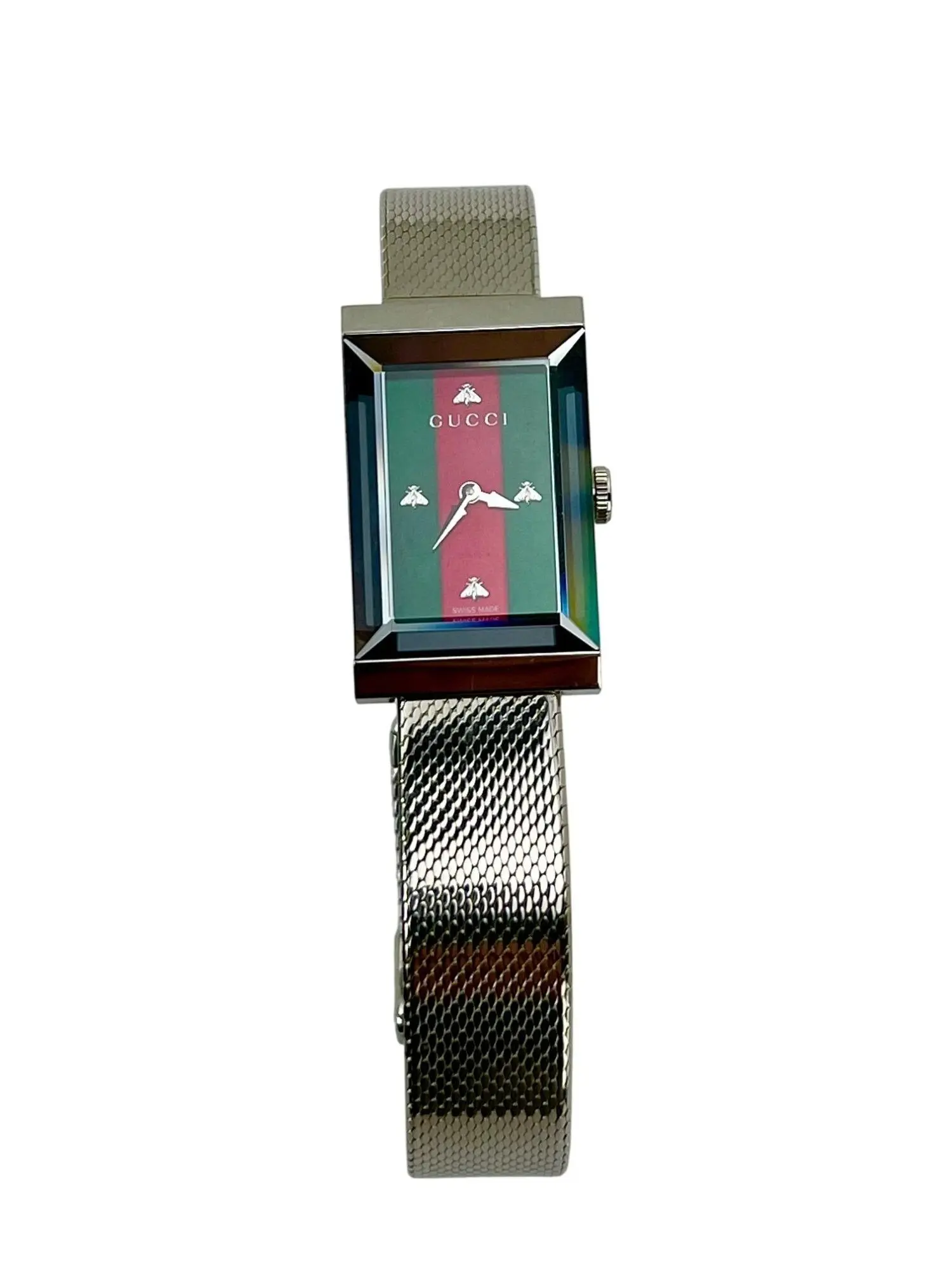 Gucci G-Frame Rectangular Stainless Steel Dial Watch, Gold, Date, Quartz, Ladies