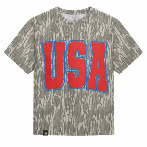 USA Camouflage T-Shirt – Bold Red USA Graphic Camo Tee, Casual Outdoor Fourth of July Gift, Patriotic Streetwear Shirt for Men Women