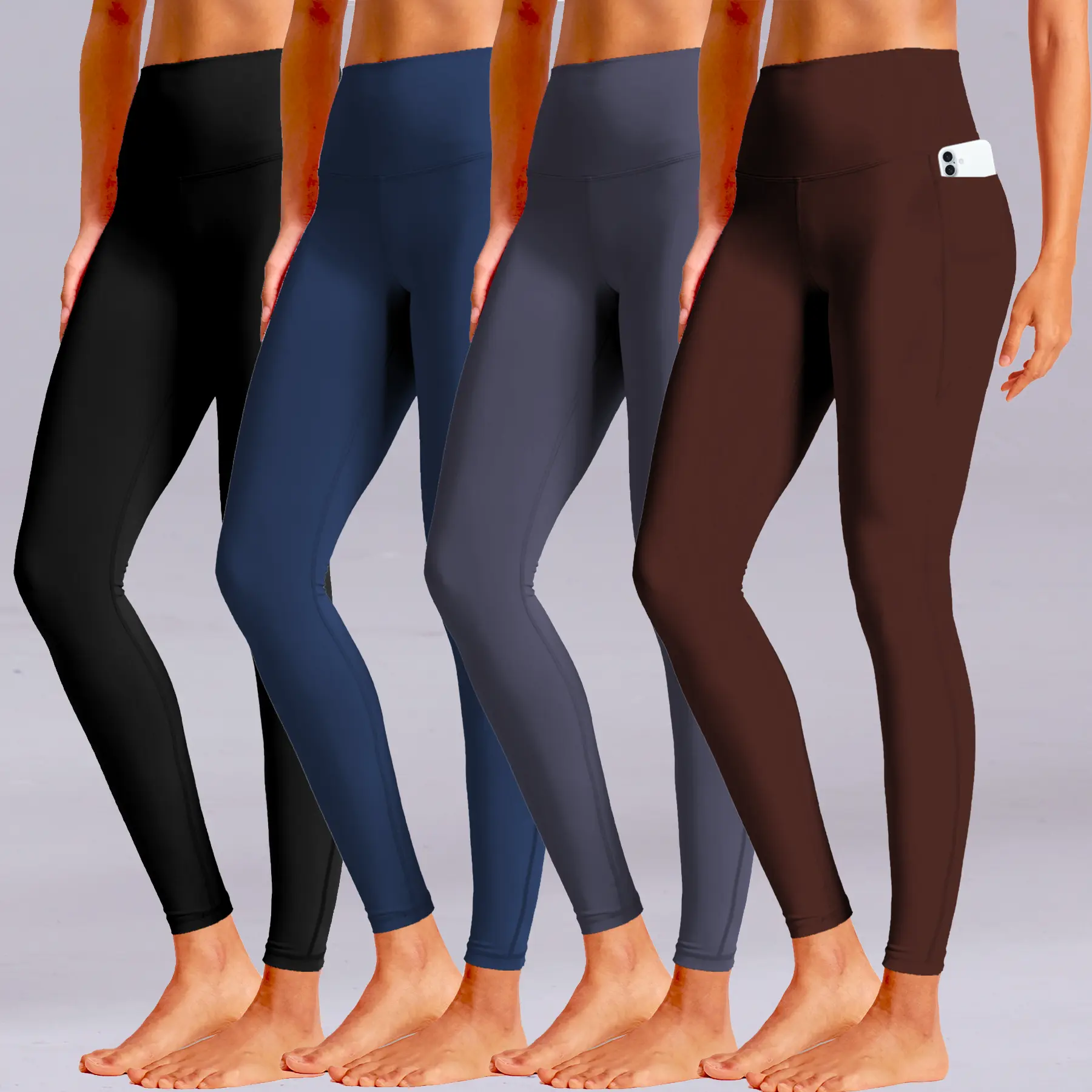1/4 Pack SKIDREAM  Women's Tummy Control Opaque Yoga Leggings with/without Pocket XS-XL- High Waisted Gym Workout Pants for Women
