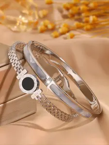 2pcs stylish and elegant stainless steel bracelets with unique patterns, suitable for dates, parties, gatherings, and daily commuting, making them an excellent gift choice, Fashion Bracelets