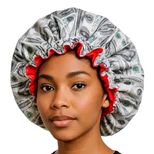 Satin Sleeping Bonnet – Reversible Money Print Hair Protection Cap for Women