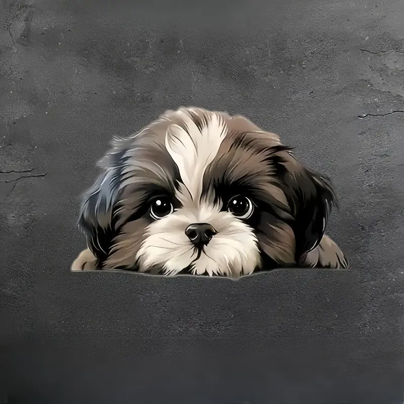 Cartoon Shih Tzu Vinyl Sticker for Car Window, Truck, Laptop, Wall Decor, Self-Adhesive Animal Anime Design, Glass Metal Ceramic Surface, Car Decorative Sticker, Car Decal