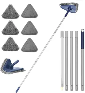Wall Cleaner Mop with Long Handle 82 Inches, 3-in-1 Ceiling Cleaning Tool Duster with 6 Replacement Microfiber Chenille Pads for Painted Walls, Window, Floor, Baseboard