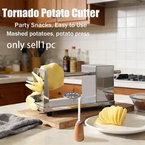 1pc Stainless Steel Tornado Potato Cutter - Manual Spiral Potato Slicer, Food Grade Machine for Party Snacks & DIY Cooking, Easy to Use & Clean, Durable Vegetable Slicer, Vegetable Cutting Slicer