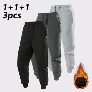 Men's Fleece Lined Casual Pants Set, Joggers with Stretch Drawstring Waist & Zipper Pockets, Warm Breathable Athletic Tapered Pants for Daily Wear, Running, Hiking, Yoga, Fishing & Outdoor Activities