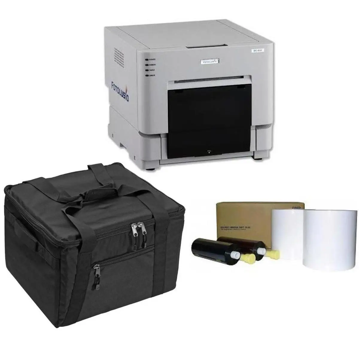 DNP DS-RX1HS 6" Dye Sublimation Printer, 290 4x6" Prints Per Hour - BUNDLE - with 4x6" Media, 700 Prints Per Roll, 2 Rolls and Protective Carrying Case