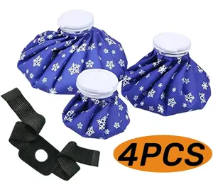 Bags of Ice for Injuries Reusable Bagged Ice for Hot Cold Therapy and Pain Relief with Elastic Breathable Support Wrap 4 Packs 3 Sizes