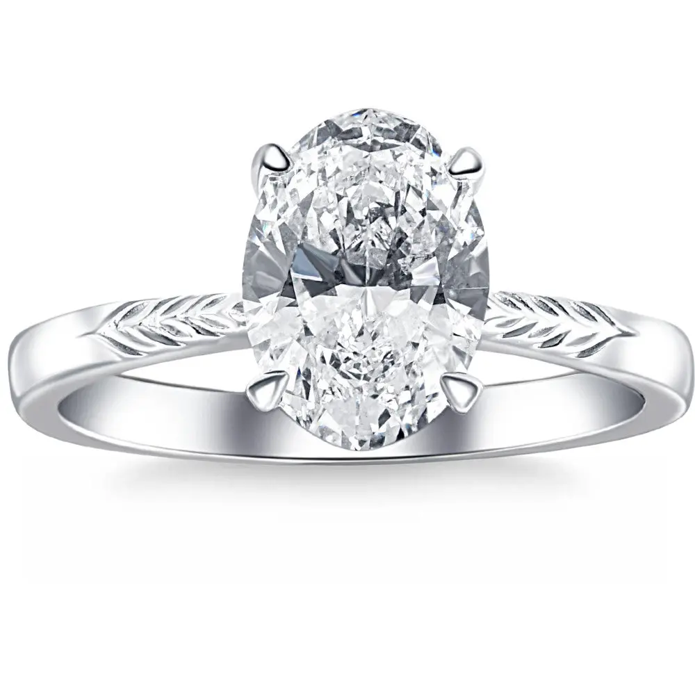 Certified 3Ct Oval Diamond Solitaire Engagement Ring 14k Gold Lab Grown