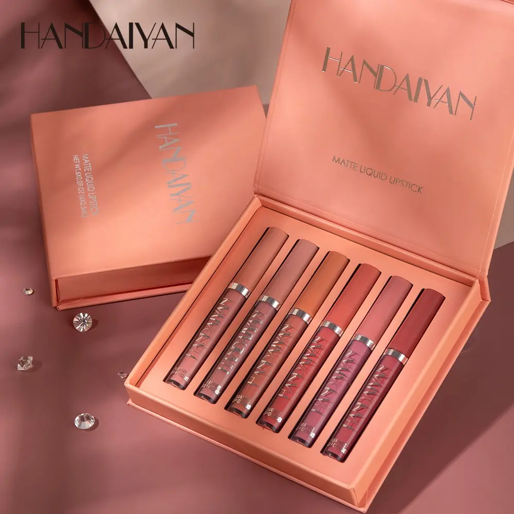 6-Piece Christmas Non-Stick Lip Gloss Set, Non Sticky Gloss, 12 Colors Ab Options, Velvet Matte Liquid Lipstick, Winter Makeup, Valentine's Gift Idea, Cosmetic, Beauty Lipstick, Lipstick Lipgloss, Lip Gloss Balm