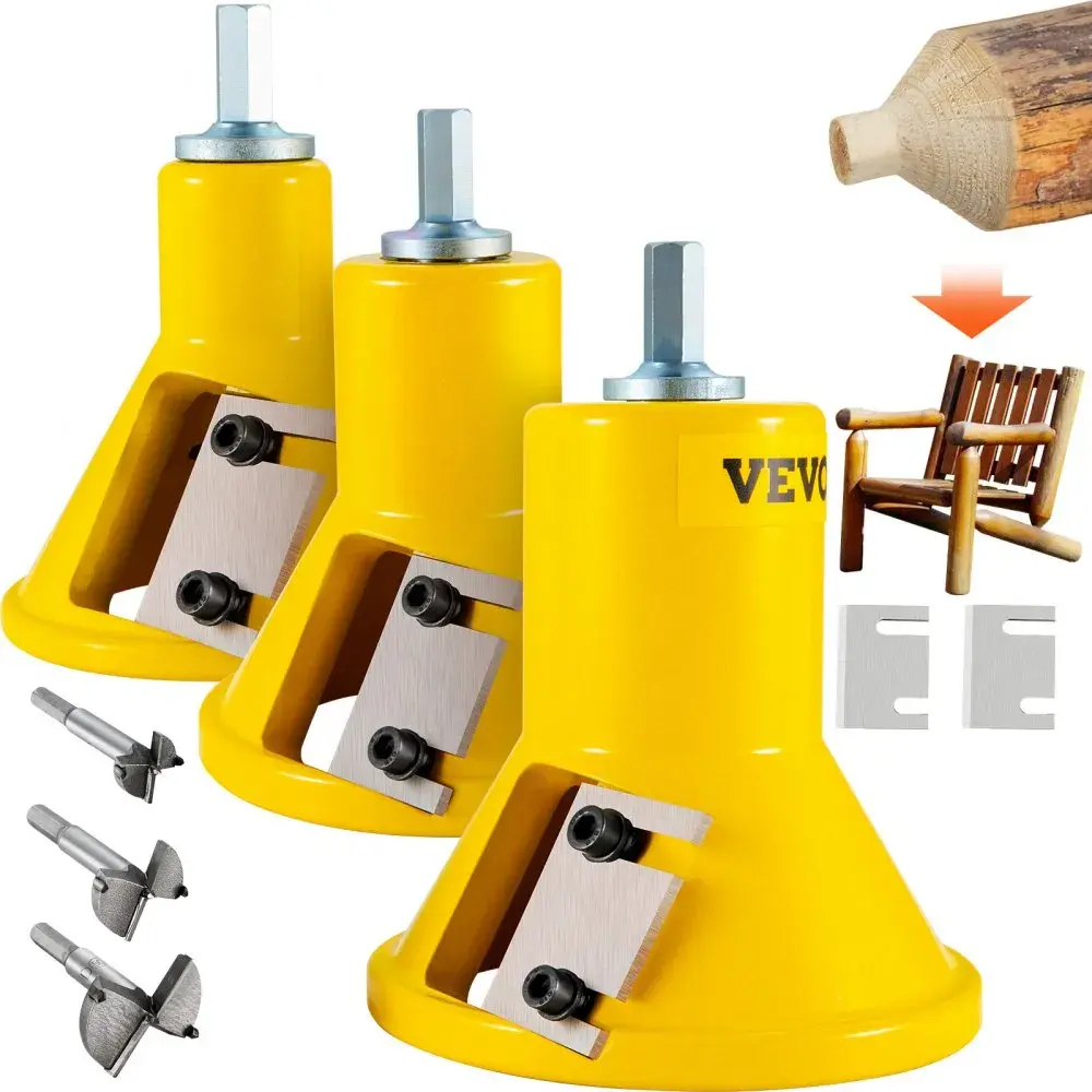【Summerfinds】VEVOR Tenon Cutter,  1"/25.4mm & 1.5"/38mm & 2"/50.8mm, with Dual Curved Blades & Button Screws Home Master Kit, Premium Aluminum & Steel Log Furniture Cutter, Commercial Starter’s Tool for Home DIY