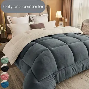 1pc Winter Thick Solid Color Milk Velvet comforter- Ultra Soft, Warm, and Breathable Polyester Fiber, Ideal for Christmas and New Year Gifts, Suitable for Comfortable Winter Nights and Home Decor, Super Fluffy Duvet
