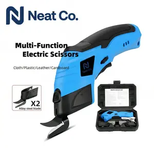 Neat Co cordless electric scissors, equipped with two alloy tungsten steel blades, are suitable for cutting cardboard boxes, fabrics, and carpets. Comes with a beautiful storage case.