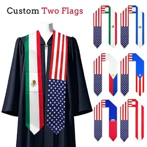 Custom Two Flag Graduation Stole, Personalized Class of 2026 Sash