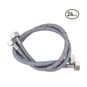 WOWOW 24-Inch Line Connects Kitchen Sink to Water Supply, Braided Stainless Steel cUPC Supply Lines Sink Hose Attachment for Faucet