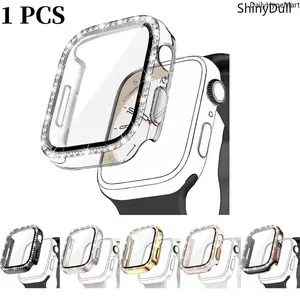 Apple Watch 2-in-1 Rhinestone Case, Ultra-Thin Tempered Glass Protector 38-46mm Series SE/11/1-10
