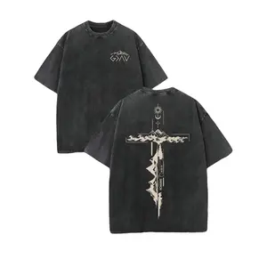 Retro Washed T-Shirt Double Sided Printed 230 Pure Cotton ROMANS God Is Greater Than Our Highs And Lows Christian Gift Men's Casual Comfortable Fashionable Street Style Cotton Short Sleeve washed pure cotton