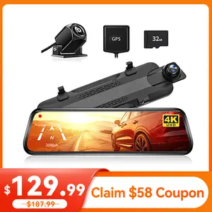 WOLFBOX G930 10'' Rear View Mirror Camera with 5.8GHz WiFi 4K UHD Dash Cam Front & Rear with WDR Touch Screen Backup Camera Parking Monitor Reverse Assist Includes 64GB Card GPS Automotive Dashcam TikTokShopHolidayHaul