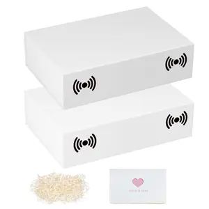 White Gift Box with Magnetic Lids 10.7'x7'x2.8', Large Bridesmaid Groomsman Proposal Boxes , Collapsible Rectangle Storage Box