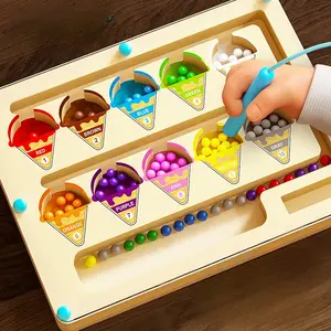 Wooden Color & Number Matching Ice Cream Maze Toy, 1 Set Colorful Counting Maze Puzzle Board Toys, Educational Learning Toy for Boys & Girls, Puzzles For Toddlers, Montessori Puzzles Gift