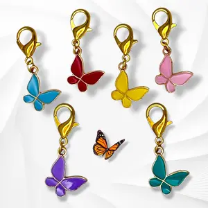 Winged Whimsy Stitch Markers Set of 6 for Butterfly Loving Crocheter and Knitter Lightweight Secure Closures Lever Back or Lobster Clasp Styles Crochet Tools
