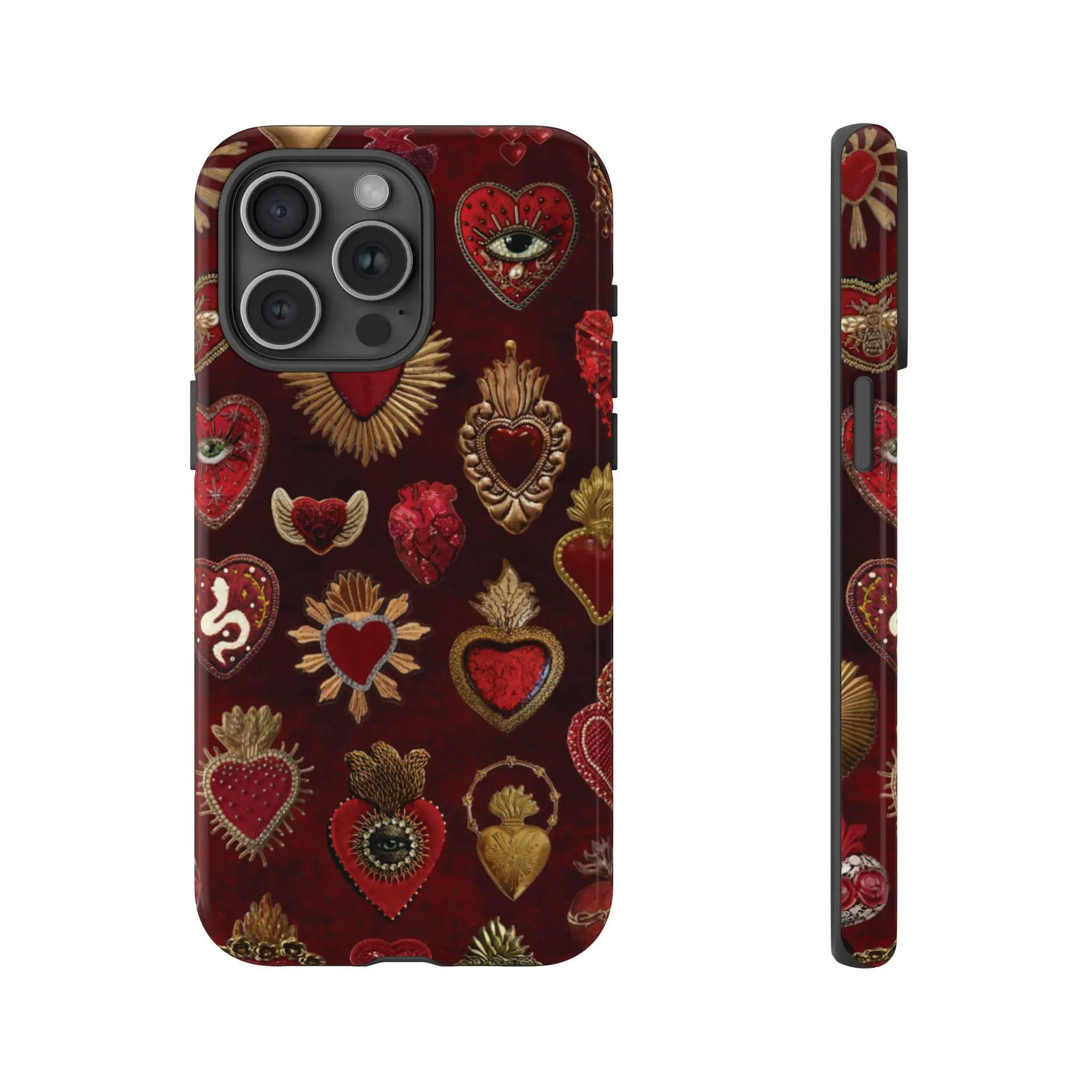 Vintage sacred hearts tough phone case iPhone 13 14 15 16 pro max trinket accessories Galaxy charm collage cell cover gothic aesthetic gift