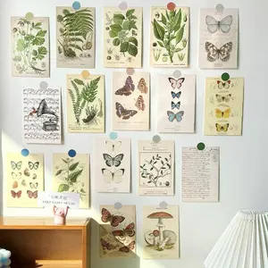 Forest Plant Series Decorative Card Wall Bedroom Postcard Wall Sticker Decoration Decorative Card - Vintage Plant Wall Art with Butterfly Design